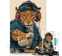 Lets Party with DJ Leopard Jigsaw Puzzles for Teenagers 1000 Pieces Memory Train Fine Thick Home Game Birthday Present (38x26cm)