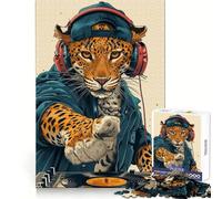 Lets Party with DJ Leopard Jigsaw Puzzles for Teenagers 1000 Pieces Memory Train Fine Thick Home Game Birthday Present (38x26cm)