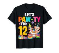 Let's Pawty I'm 12 Year Old Dog Lover 12th Birthday Party T-Shirt