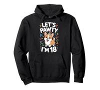 Let's Pawty I'm 18 Corgi Dog Lover 18th Birthday Pullover Hoodie