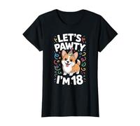 Let's Pawty I'm 18 Corgi Dog Lover 18th Birthday T-Shirt