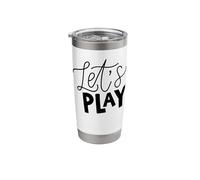 Let's Play Bold Script Phrase on Grey Background Stainless Steel Insulated Tumbler
