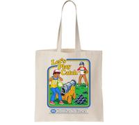 Let's Play Catch Canvas Tote Bag - Reusable Cotton Shopping Bag, Natural