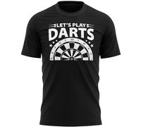 Lets Play Darts Mens T Shirt Dartboard Game Tee, S, Black