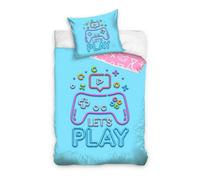 Let's Play Game Single Size 100% Cotton Reversible Duvet Cover And Pillowcase Set