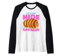 Let's Play Hide The Sausage - Funny Rude Food Takeaway Raglan Baseball Tee