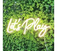 Let's Play Neon Sign Lets Play Sign LED Light Kids Playroom Decor Kids Wall Art Boho Playroom wall art Neon Lights for party Game Room Signs (Warm White - Small size 16x7")