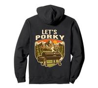 Let's Porky Funny BBQ Smoker Pig Pun Retro Grill Pullover Hoodie