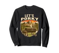 Let's Porky Funny BBQ Smoker Pig Pun Retro Grill Sweatshirt