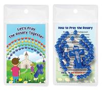 Lets Pray the Rosary Together Wood Corded Rosary Beads Royal Blue Boys Children's