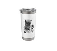 Lets Read Summer Reading Bookish Teacher Cat Reading A Book Stainless Steel Insulated Tumbler