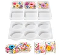 LET'S RESIN 12 Cavity Extra Deep Resin Coaster Molds, Large Silicone Molds