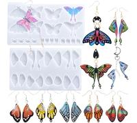 LET'S RESIN 2 Pcs Resin Molds Silicone Butterfly Wings Shapes, Jewelry Making Kit, Adults, Non-Foldable
