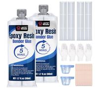 LET'S RESIN 5 Minute Epoxy Glue 100ml, Clear High Strength Adhesive 2-Part Epoxy with Mixing Tools, Waterproof Fast Cure Resin Glue for Wood, Ceramics, Plastic, Glass, Metal, Repair