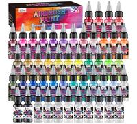 LET'S RESIN Airbrush Paint Set, 42 colors with 3 Primers & 5 thinners, Water-Based Opaque & Neon & Iridescent Acrylic Paints Ready to Spray for Metal, Wood, Canvas