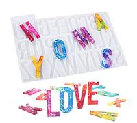LET'S RESIN Alphabet Keychain Moulds with Hole, Large Alphabet Resin Silicone Moulds for Epoxy, Resin Letter Moulds for Keychain Jewelry Pendant Making