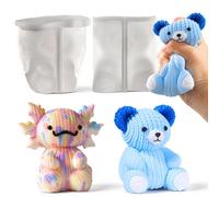 LET'S RESIN Bear and Axolotl Molds for Taba Squishy, Cute Crochet-Texture Animal Silicone Molds, Thick and Flexible Mould for Creating Unique Squishies, Ideal Gifts for Your Family