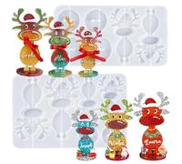 LET'S RESIN Christmas Resin Molds Silicone, 3 Sizes Standing Reindeer Silicone Resin Molds, Christmas Ornament Resin Molds for Family Christmas Decoration,Gifts,Table Place Names,Winter Parties