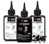 LET'S RESIN Colored UV Resin, 300g Large Capacity White& Black UV Resin, Dark Odorless & Low Shrinkage UV Color Resin for Crafts, Jewelry Making, Colored Resin Casting and Coating