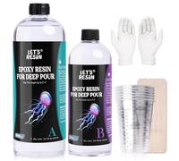 LET'S RESIN Deep Pour Epoxy Resin 1.5L Kit, 2-4" Pour Depths Clear Epoxy Resin Kit, Bubble Free Low Odor 2:1 Low Viscosity Casting for River Table, Wood, Flower Preservation, Art Crafts