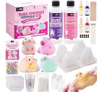 LET'S RESIN Flex Rubber for Taba Squishy Kit, All-in-one Beginner Kit for Squishy Maker, with 460g Silicone Gel, Hamster/Capybara/Rabbit/Chick Silicone Molds, Color Paste, Flocking Powder