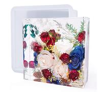 Let's Resin Large Silicone Square Molds for Resin, Glossy Deep Square Molds 8''x 3'' w/Wooden Support, Epoxy Resin Molds for Flowers Preservation, Resin Casting Molds for DIY Home Décor