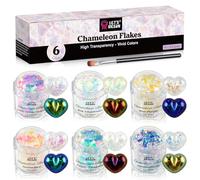 LET'S RESIN Opal Chameleon Flake, Transparent Glitter Flake for Epoxy Resin, 6 Colors Iridescent Color-Shift Pigment Powder for Resin Molds/Silicone Molds/Tumblers/Nail Art, Resin Supplies