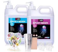 LET'S RESIN Resin Epoxy Kit, 1.5 Gallon/5.6L Bubble Free & Crystal Clear Epoxy Resin Supplies with Measuring Cups, Stir Stick, Gloves, Clear Resin for Mould Casting, Table Top, Jewelry, Art, Craft