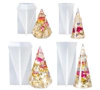 LET'S RESIN Ring Cone Moulds, 4 Pcs Holder Silicone Moulds for Resin, Pyramid Epoxy DIY Stand Holder, Jewelry Display Stand, Wedding Gift, Transparent
