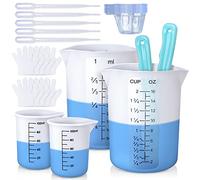 LET'S RESIN Silicone Measuring Cups, 450ml Accurate 2 Scales & 100ml Durable Measuring Cups, Epoxy Mixing Cup, Silicone Stirring Sticks, Easy to Clean, for Resin Crafts, Glitter Tumbler