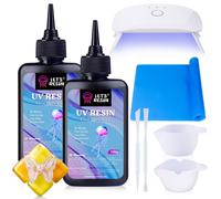 LET'S RESIN UV Resin Kit with Lamp, Upgraded 200g Crystal Clear&Low Odor UV Resin Kit, UV Light, Silicone Mat, Ultraviolet Epoxy Resin Hard, UV Resin