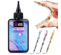LET'S RESIN UV Resin Soft Type, 100g Elastic&Bendable Crystal Clear Ultraviolet Epoxy Resin, Low Shrinkage UV Resin Kit for Crafts, Jewelry Making, Decoration