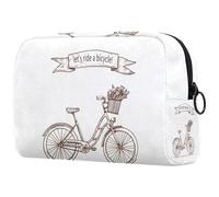 Let's Ride a Bicycle Cosmetic Bag for Women, Travel Toiletries Bags Large Makeup Handy Pouch Organiser Bag with Zipper