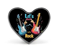 Let's Rock Guitar Music Heart Badge Funny Lapel Pins Personalized Button Brooch Pin for Clothing Bag Accessories