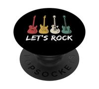 Let's Rock Guitar Player Rock Music Retro Rock N Roll Punk PopSockets Adhesive PopGrip