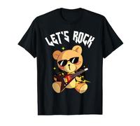 Let's Rock Guitar Teddy Bear Retro Vintage Rock N Roll Value Graphic T-Shirt