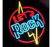 Let's Rock Neon Light - Dimmable LED Rock Wall Art Decor with Music Sync Perfect for Bedroom Bar Stage Background Home KTV Energy Saving Neon Sign for Concert Theme Parties Game Room Living Room