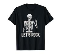 Lets Rock On Rock & Roll 80s Rock Band Halloween Skeleton T-Shirt