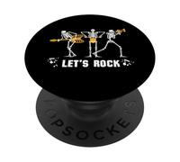 Let's Rock Skeleton Band Music Lover Halloween Guitar Roker PopSockets Adhesive PopGrip