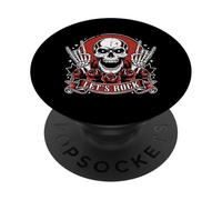 Let's Rock Skull Rock And Roll Guitar Rock Music Heavy Metal PopSockets Adhesive PopGrip