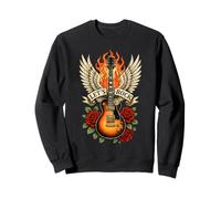 Let's Rock Wings Guitar, Vintage Guitar Design, Rock Band Sweatshirt