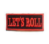 Let's roll Rock - Iron on Patches Adhesive Emblem Stickers Appliques, Size: 3.43 x 1.54 inches