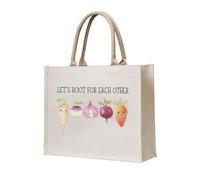 Let'S Root For Each Other Canvas Tote Bag For Sewers & Knitters, Sewing Theme Reusable Grocery Bag, Funny Crafting Gift For Women, Large Capacity Canvas Shoulder Bag