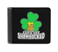 Let's Shamrocked St.Patrick's Day Men's Bifold Wallet Slim Cash Card Holder Leather Purse