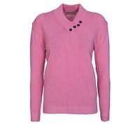 Lets Shop Shop New Womens Ladies Button Collar Long Sleeve Top Knitted Jumper Pullover Sweater Plus Size 12 14 16 18 (12-14, Dusty Pink)