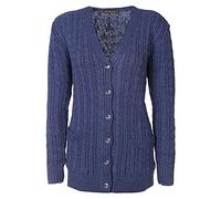 Lets Shop Shop Textured V-Neck Button Front Cable Knit Stretch Cardigan for Women (Atlantic Blue, LXL)