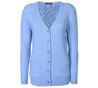 Lets Shop Shop Textured V-Neck Button Front Cable Knit Stretch Cardigan for Women (Mid Blue, LXL)