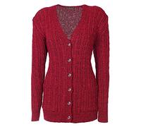Lets Shop Shop Textured V-Neck Button Front Cable Knit Stretch Cardigan for Women (Mulberry, SM)