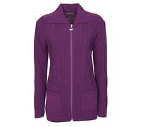 Lets Shop Shop Womens Zipped Cable Knit Long Sleeve Zip Through Fasten Jumper Top Ladies Classic Knitwear Zipper Cardigan Pullover Plus Size 10 12 14 16 18 20 22 24