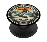 Let's Snowboard Vintage Snowboarding Snowboarder Retro Quote PopSockets Adhesive PopGrip